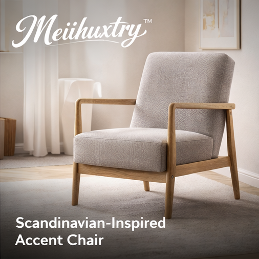 Meiihuxtry™ Scandinavian-Inspired Accent Chair Scandinavian chair, minimalist accent chair, linen chair, mid-century modern chair, lightweight furniture